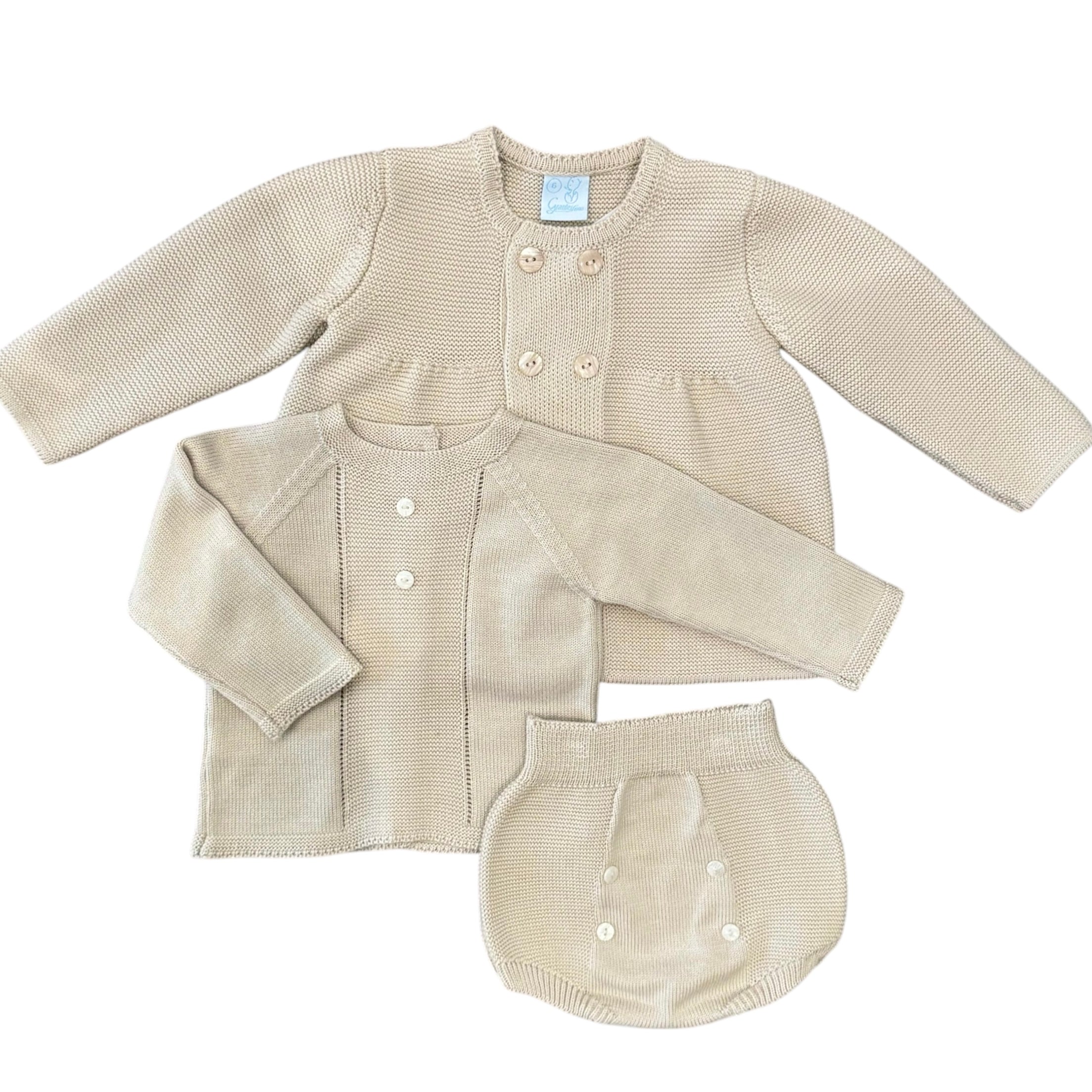 Granlei Unisex 3 Piece Beige Knit Set Granlei Unisex 3 Piece Beige Knit Set