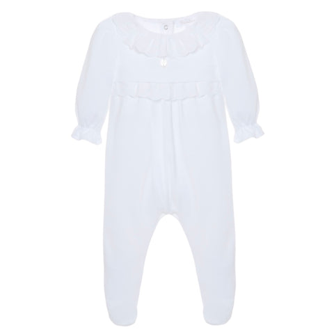 Patachou Baby Girls White Frill Babygrow Patachou Baby Girls White Frill Babygrow