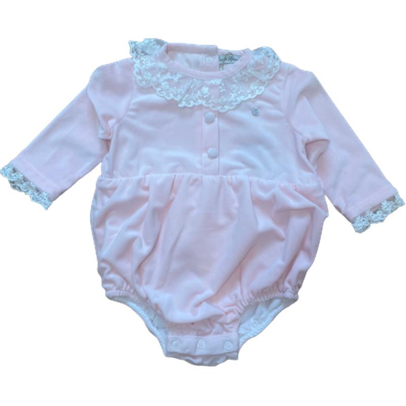 Piccola Speranza Baby Girls Pink Lace Frill Romper Piccola Speranza Baby Girls Pink Lace Frill Romper