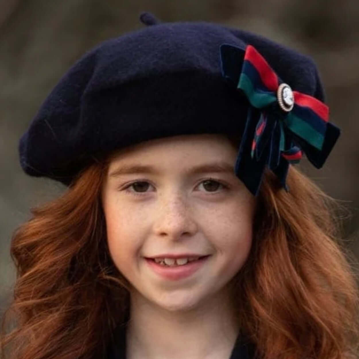 Piccola Speranza Girls Navy Bow Collar Dress & Beret Piccola Speranza Girls Navy Bow Collar Dress & Beret