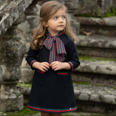 Piccola Speranza Girls Navy Bow Collar Dress & Beret Piccola Speranza Girls Navy Bow Collar Dress & Beret