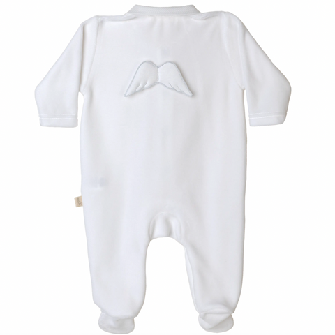 Baby Gi Unisex White Velour Angel Babygrow & Hat Baby Gi Unisex White Velour Angel Babygrow & Hat