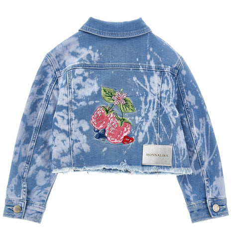 Monnalisa Girls Flower Denim Jacket Monnalisa Girls Flower Denim Jacket