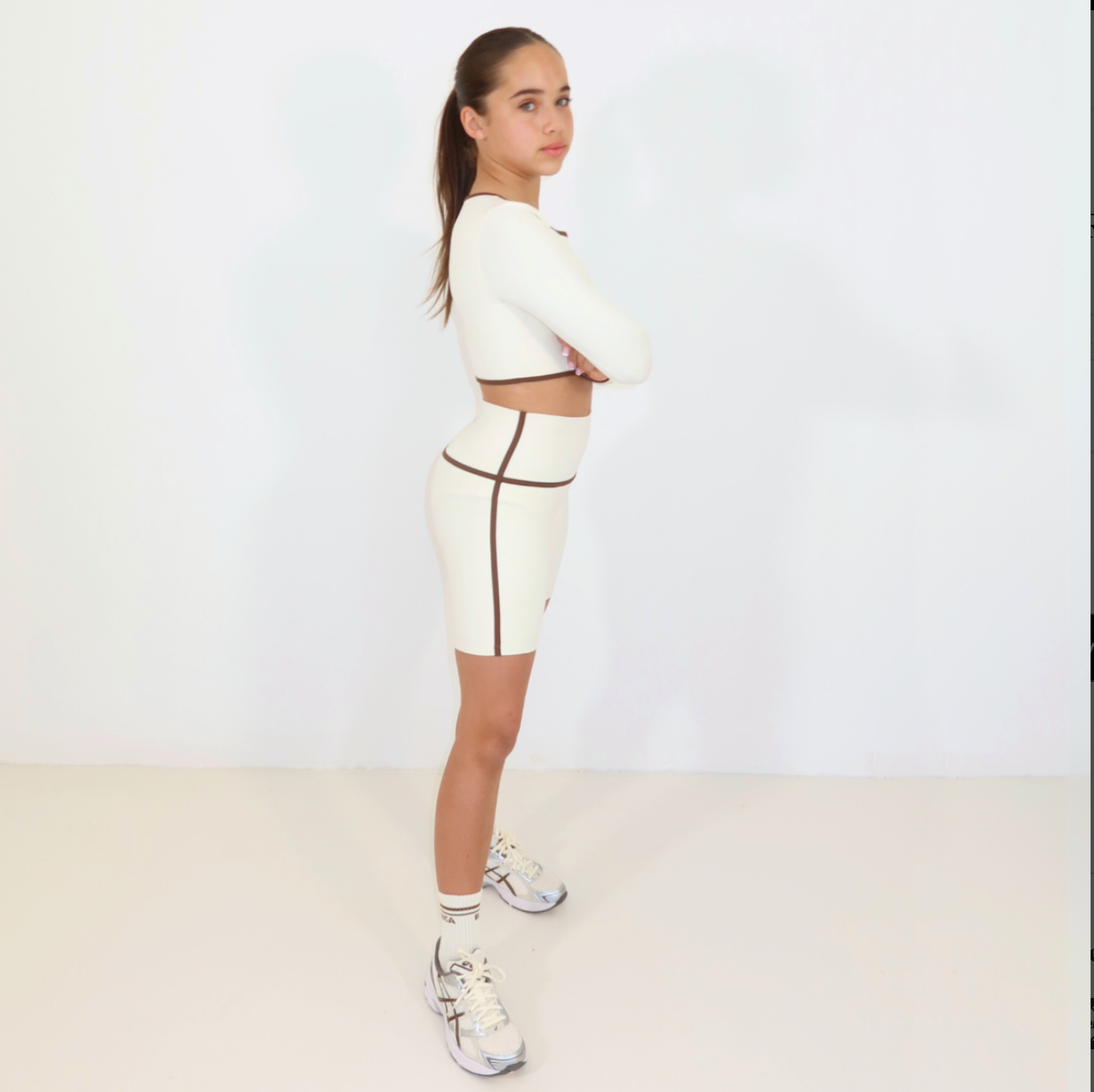 Blanca Kids Girls Cream Cycling Gym Set Blanca Kids Girls Cream Cycling Gym Set