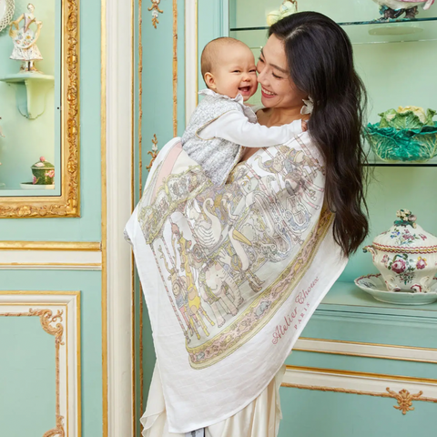 Atelier Choux Paris Baby Pink Carousel Swaddle Atelier Choux Paris Baby Pink Carousel Swaddle