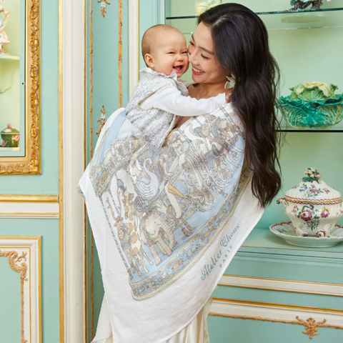 Atelier Choux Paris Baby Blue Carousel Swaddle Atelier Choux Paris Baby Blue Carousel Swaddle