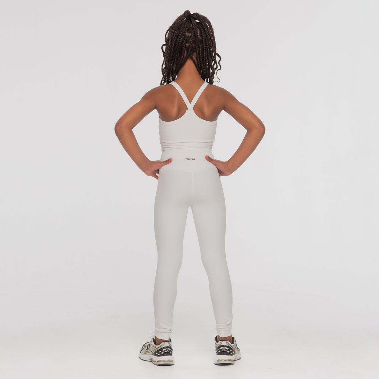 Blanca Kids Girls White Ribbed Legging Gym Set Blanca Kids Girls White Ribbed Legging Gym Set