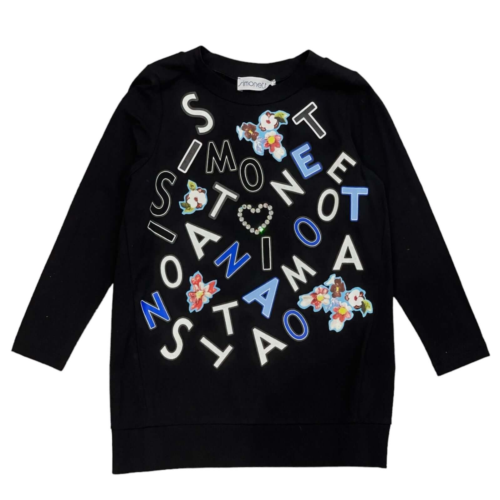 Simonetta Girls Black Logo Dress Simonetta Girls Black Logo Dress