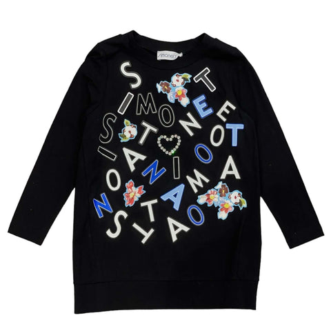 Simonetta Girls Black Logo Dress Simonetta Girls Black Logo Dress