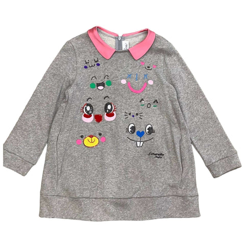 Simonetta Girls Grey Smiley Dress Simonetta Girls Grey Smiley Dress