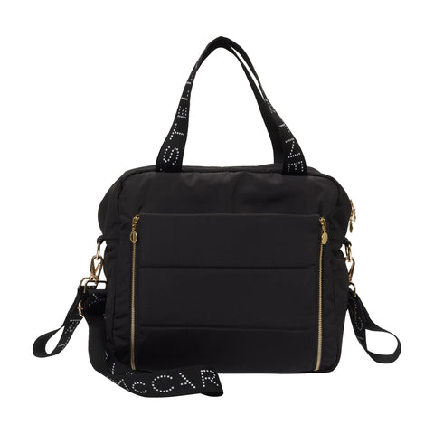 Stella McCartney Kids Black Logo Tape Tote Changing Bag Stella McCartney Kids Black Logo Tape Tote Changing Bag