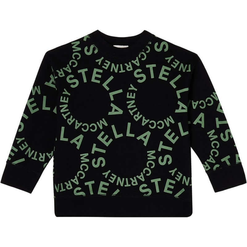 Stella McCartney Kids Boys Black Cotton Circular Logo Sweatshirt Stella McCartney Kids Boys Black Cotton Circular Logo Sweatshirt