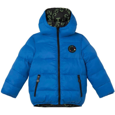 Stella McCartney Kids Boys Blue & Black Reversible Puffer Jacket Stella McCartney Kids Boys Blue & Black Reversible Puffer Jacket