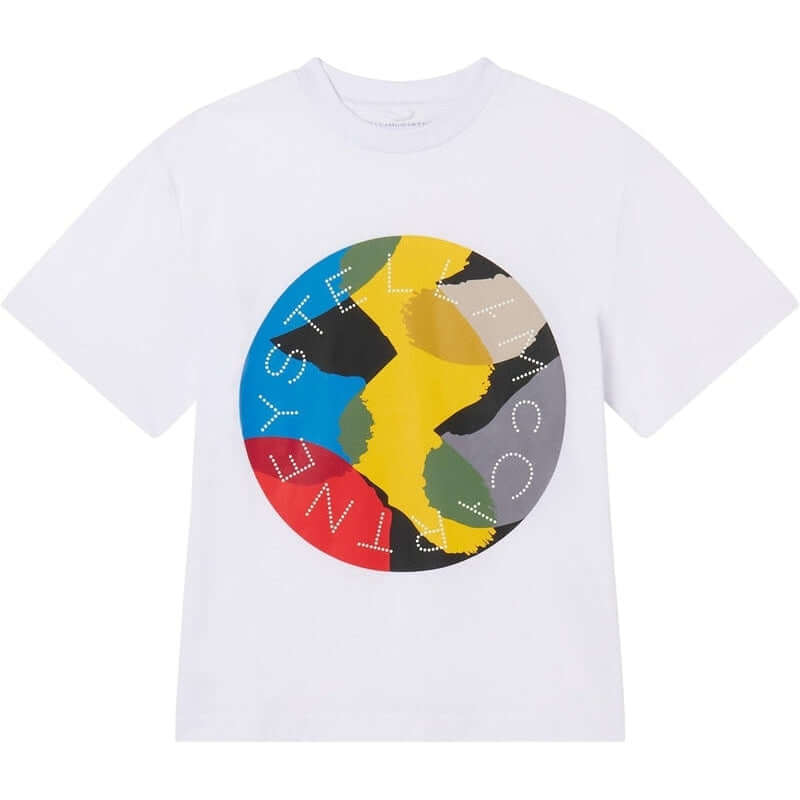 Stella McCartney Kids Boys White Cotton Camouflage T-Shirt Stella McCartney Kids Boys White Cotton Camouflage T-Shirt