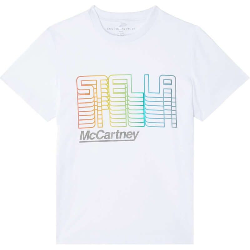 Stella McCartney Kids Boys White Cotton Logo T-Shirt Stella McCartney Kids Boys White Cotton Logo T-Shirt