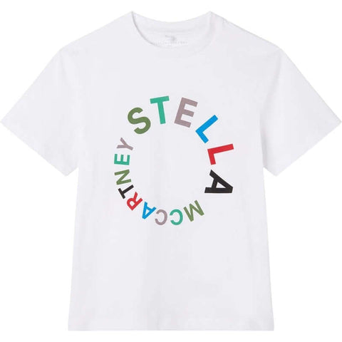Stella McCartney Kids Boys White Organic Cotton Circle Logo T-Shirt Stella McCartney Kids Boys White Organic Cotton Circle Logo T-Shirt