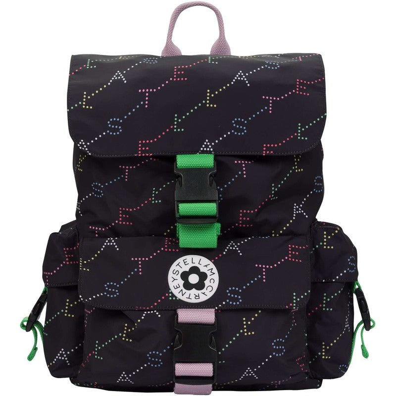 Stella McCartney Kids Girls Black Colourful Backpack Stella McCartney Kids Girls Black Colourful Backpack