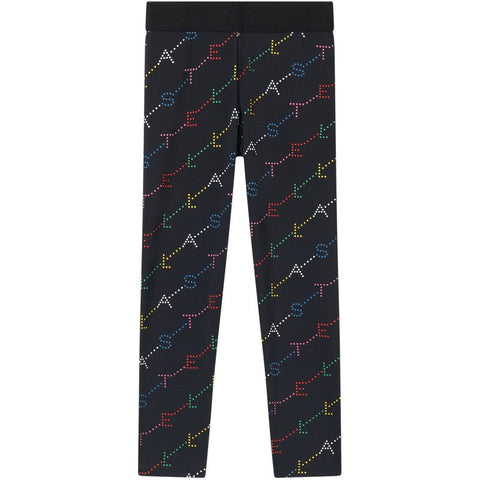 Stella McCartney Kids Girls Black Diagonal Logo Leggings Stella McCartney Kids Girls Black Diagonal Logo Leggings
