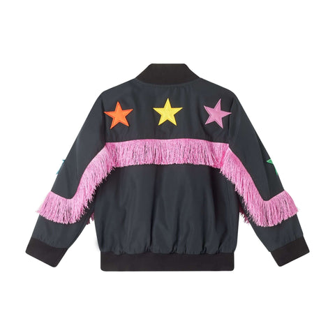 Stella McCartney Kids Girls Black Fringed Star Jacket Stella McCartney Kids Girls Black Fringed Star Jacket