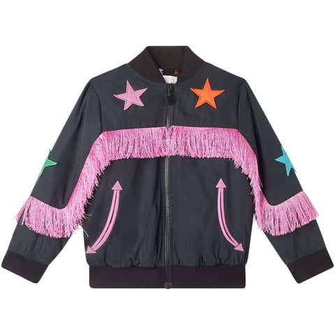 Stella McCartney Kids Girls Black Fringed Star Jacket Stella McCartney Kids Girls Black Fringed Star Jacket