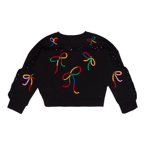 Stella McCartney Kids Girls Black Ribbon Print Sweatshirt Stella McCartney Kids Girls Black Ribbon Print Sweatshirt