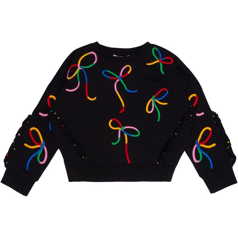 Stella McCartney Kids Girls Black Ribbon Print Sweatshirt Stella McCartney Kids Girls Black Ribbon Print Sweatshirt
