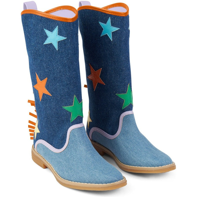 Stella McCartney Kids Girls Blue Star Print Boots Stella McCartney Kids Girls Blue Star Print Boots