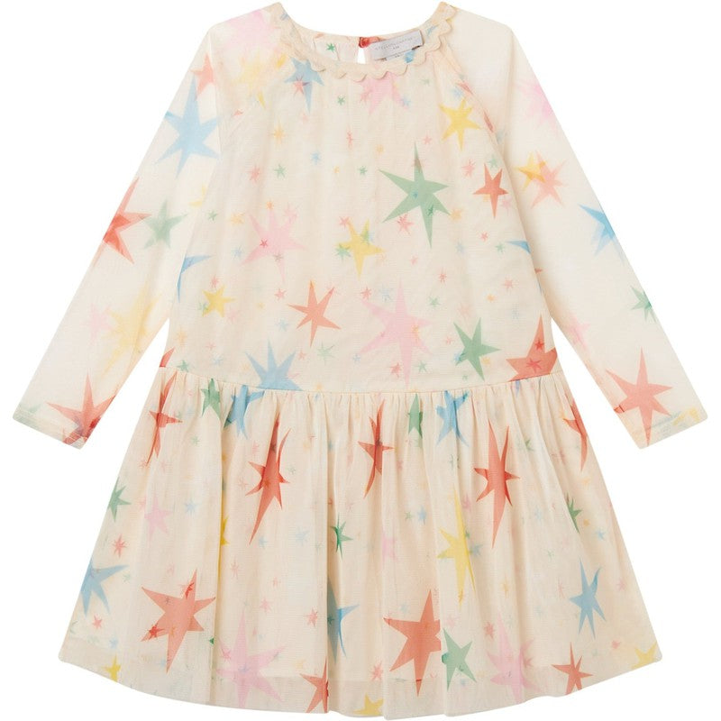 Stella McCartney Kids Girls Cream Tulle Star Dress Stella McCartney Kids Girls Cream Tulle Star Dress