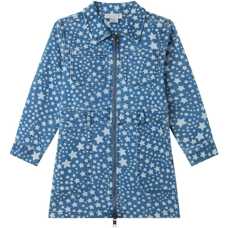 Stella McCartney Kids Girls Denim Star Zip Up Dress Stella McCartney Kids Girls Denim Star Zip Up Dress