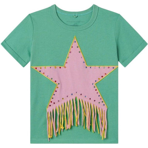 Stella McCartney Kids Girls Green Star T-Shirt Stella McCartney Kids Girls Green Star T-Shirt