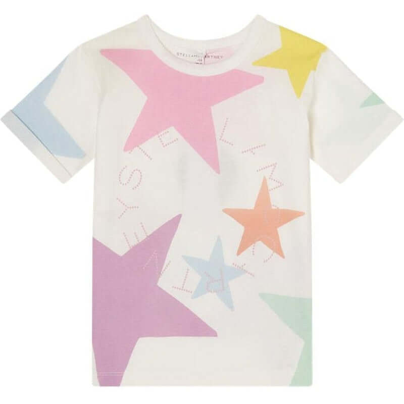 Stella McCartney Kids Girls Ivory Organic Cotton Star Print T-Shirt Stella McCartney Kids Girls Ivory Organic Cotton Star Print T-Shirt