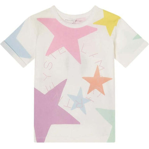Stella McCartney Kids Girls Ivory Organic Cotton Star Print T-Shirt Stella McCartney Kids Girls Ivory Organic Cotton Star Print T-Shirt