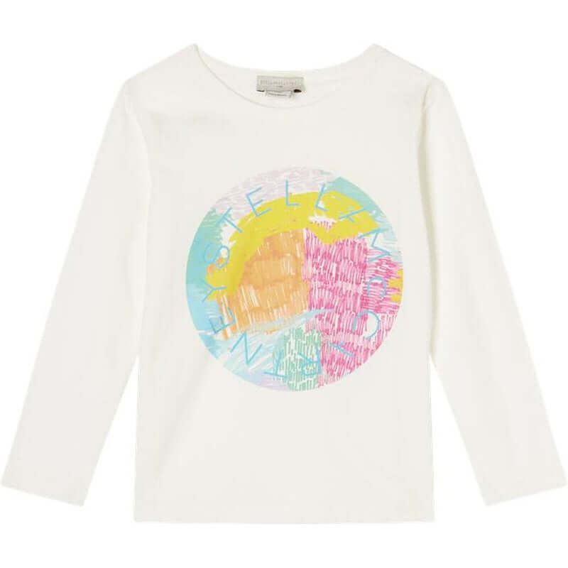 Stella McCartney Kids Girls Ivory Print Long Sleeved T-Shirt Stella McCartney Kids Girls Ivory Print Long Sleeved T-Shirt