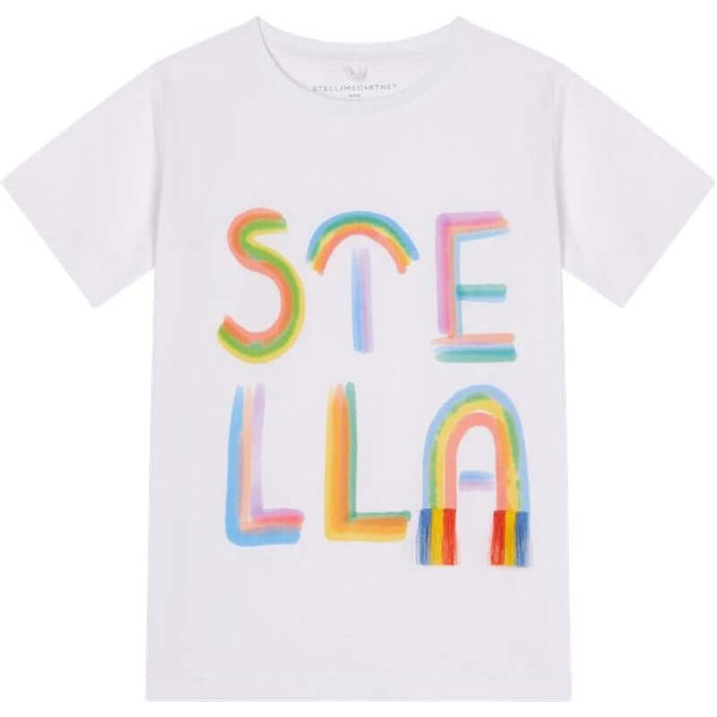 Stella McCartney Kids Girls Ivory Stella Print T-Shirt Stella McCartney Kids Girls Ivory Stella Print T-Shirt
