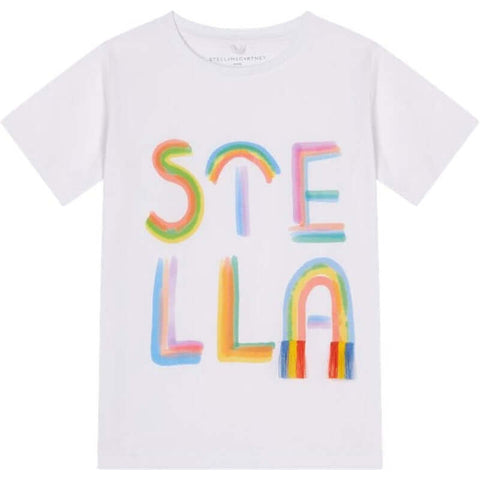 Stella McCartney Kids Girls Ivory Stella Print T-Shirt Stella McCartney Kids Girls Ivory Stella Print T-Shirt