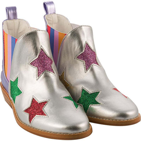 Stella McCartney Kids Girls Metallic Silver Star Boots Stella McCartney Kids Girls Metallic Silver Star Boots