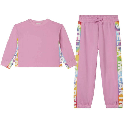 Stella McCartney Kids Girls Organic Pink Logo Tracksuit Stella McCartney Kids Girls Organic Pink Logo Tracksuit