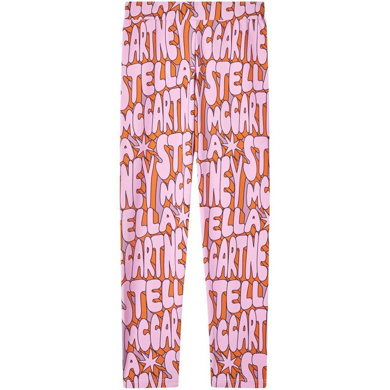 Stella McCartney Kids Girls Pink All Over Logo Leggings Stella McCartney Kids Girls Pink All Over Logo Leggings