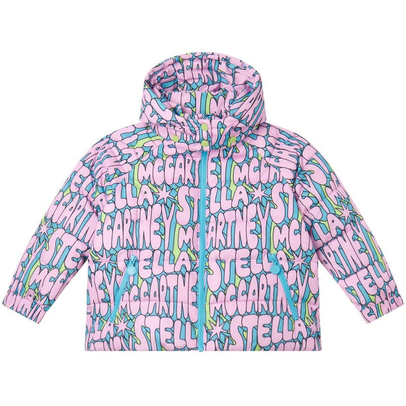 Stella McCartney Kids Girls Pink Cosmic Puffer Jacket Stella McCartney Kids Girls Pink Cosmic Puffer Jacket