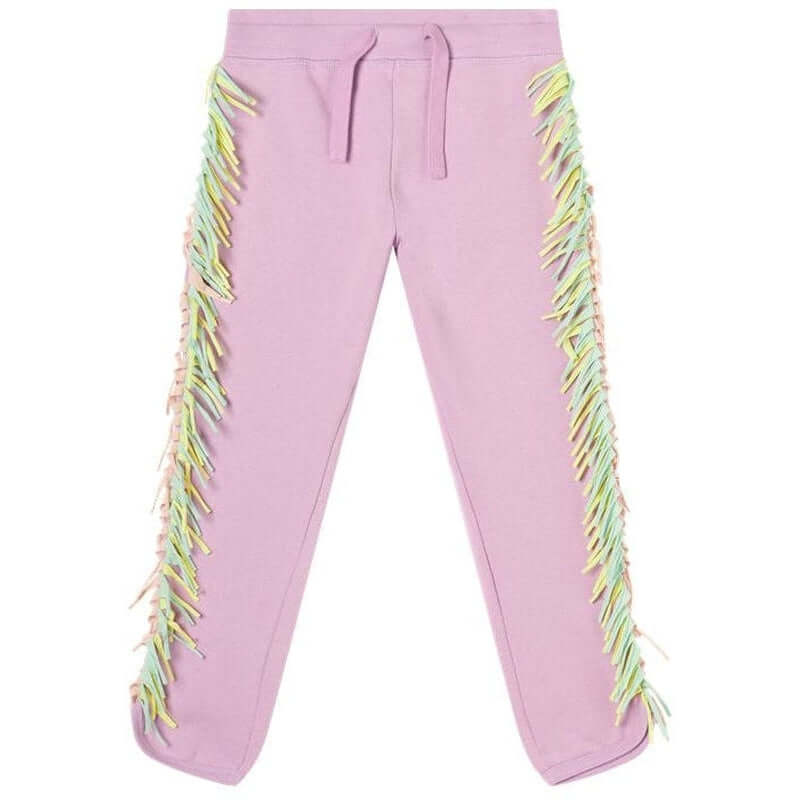 Stella McCartney Kids Girls Pink Cotton Fringe Joggers Stella McCartney Kids Girls Pink Cotton Fringe Joggers