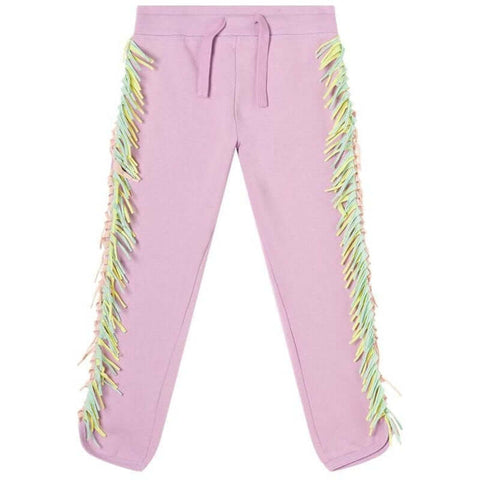 Stella McCartney Kids Girls Pink Cotton Fringe Joggers Stella McCartney Kids Girls Pink Cotton Fringe Joggers