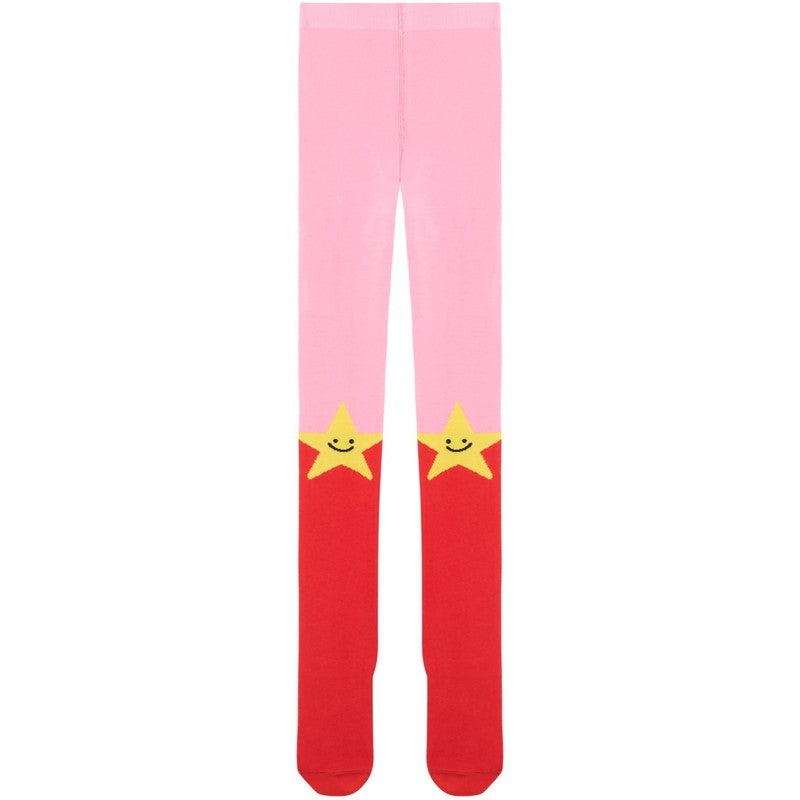 Stella McCartney Kids Girls Pink & Red Star Tights Stella McCartney Kids Girls Pink & Red Star Tights