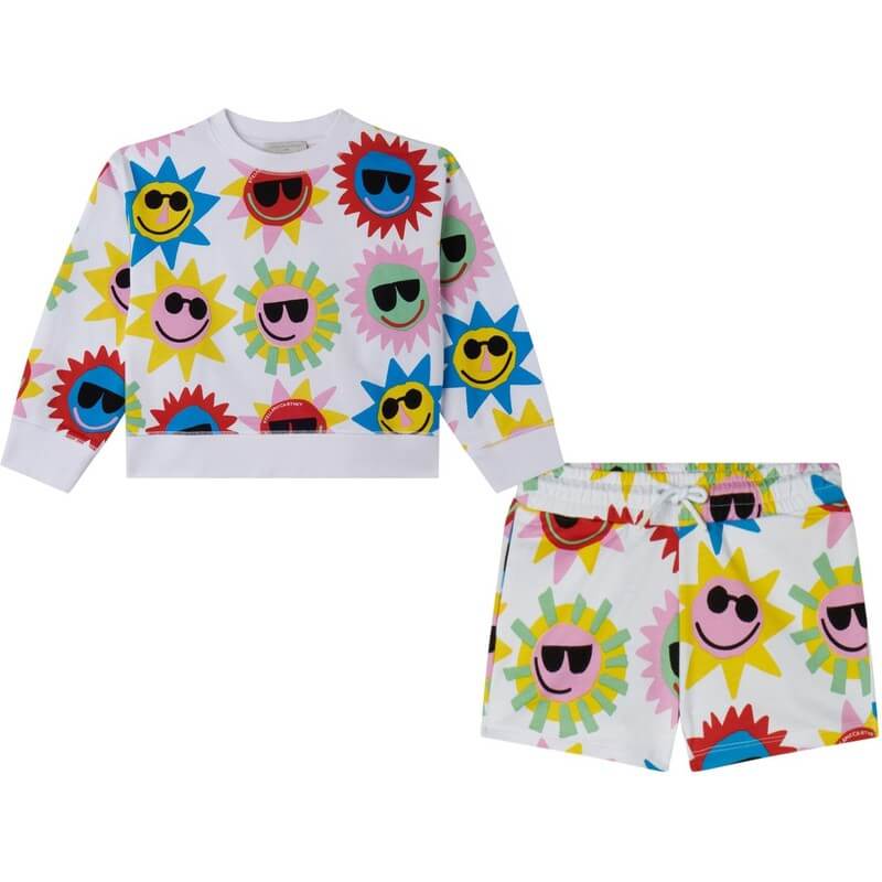 Stella McCartney Kids Girls Sun Print Shorts & Sweatshirt Set Stella McCartney Kids Girls Sun Print Shorts & Sweatshirt Set