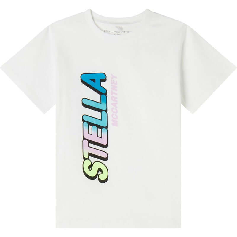 Stella McCartney Kids Girls White Side Logo T-Shirt Stella McCartney Kids Girls White Side Logo T-Shirt