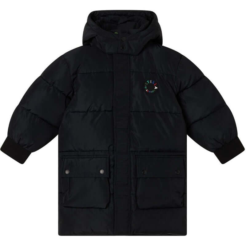 Stella McCartney Kids Unisex Black Hooded Puffer Coat Stella McCartney Kids Unisex Black Hooded Puffer Coat