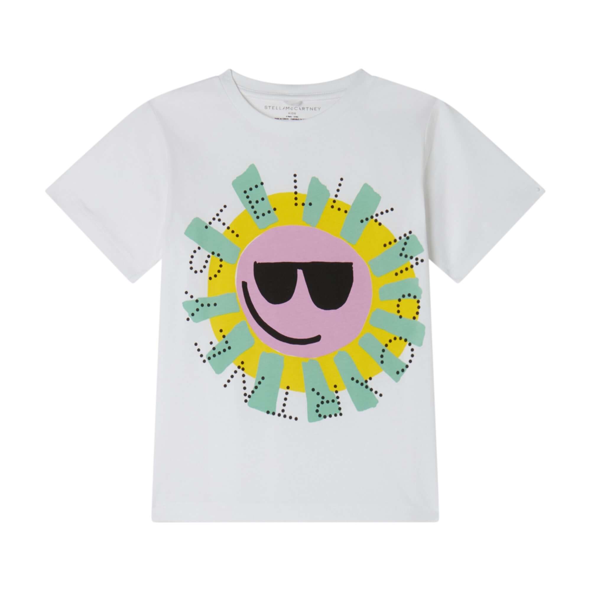 Stella McCartney Kids Girls White Logo Sunshine T-Shirt Stella McCartney Kids Girls White Logo Sunshine T-Shirt