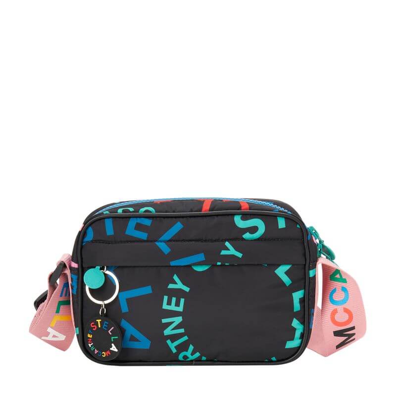 Stella McCartney Kids Girls Black Graphic Shoulder Bag Stella McCartney Kids Girls Black Graphic Shoulder Bag