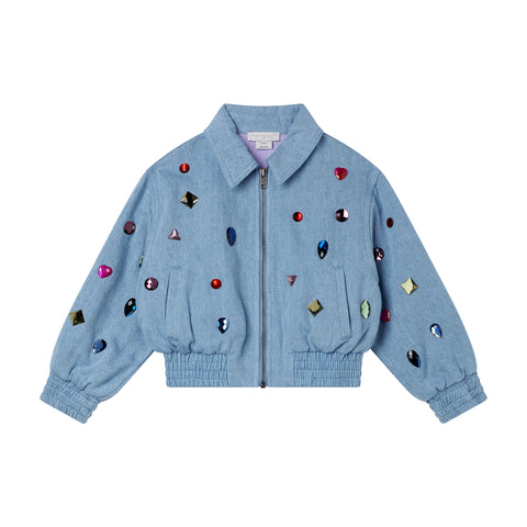 Stella McCartney Kids Girls Denim Jewelled Denim Bomber Stella McCartney Kids Girls Denim Jewelled Denim Bomber
