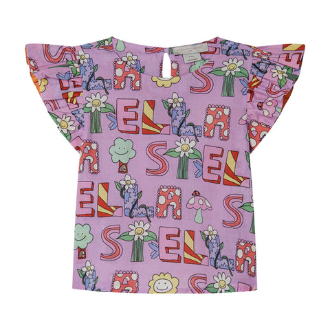 Stella McCartney Kids Girls Purple Logo Cotton Set Stella McCartney Kids Girls Purple Logo Cotton Set