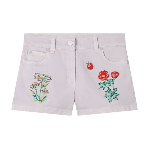 Stella McCartney Kids Girls Lilac Denim Shorts Stella McCartney Kids Girls Lilac Denim Shorts